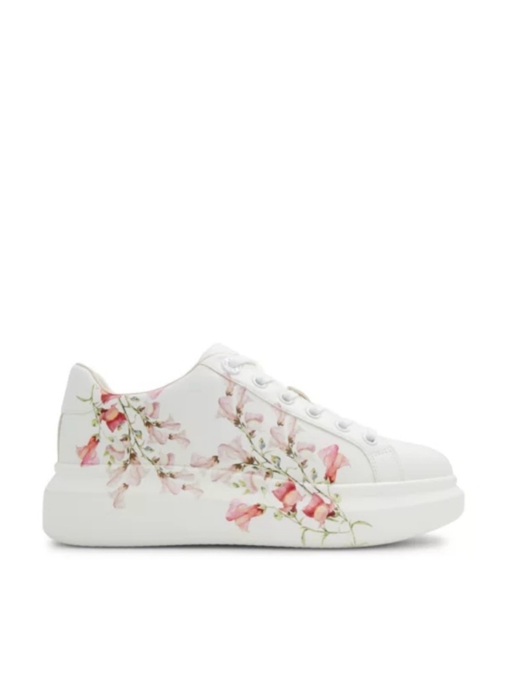 ALDO White Platform Sneakers with Pink Floral Print
